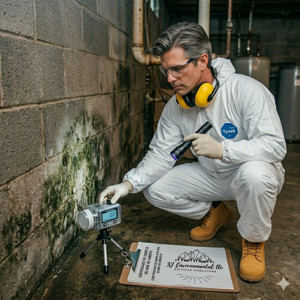 Certified asbestos inspector collecting bulk material samples for asbestos testing in Los Angeles, California
